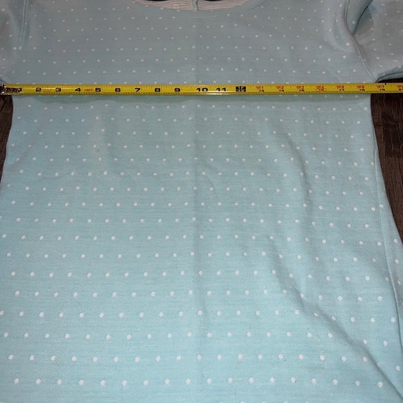 T by Talbots Blue w White Polka Dots Shirt Womens XS 3/4 Sleeve Side Bow tie - Picture 4 of 7